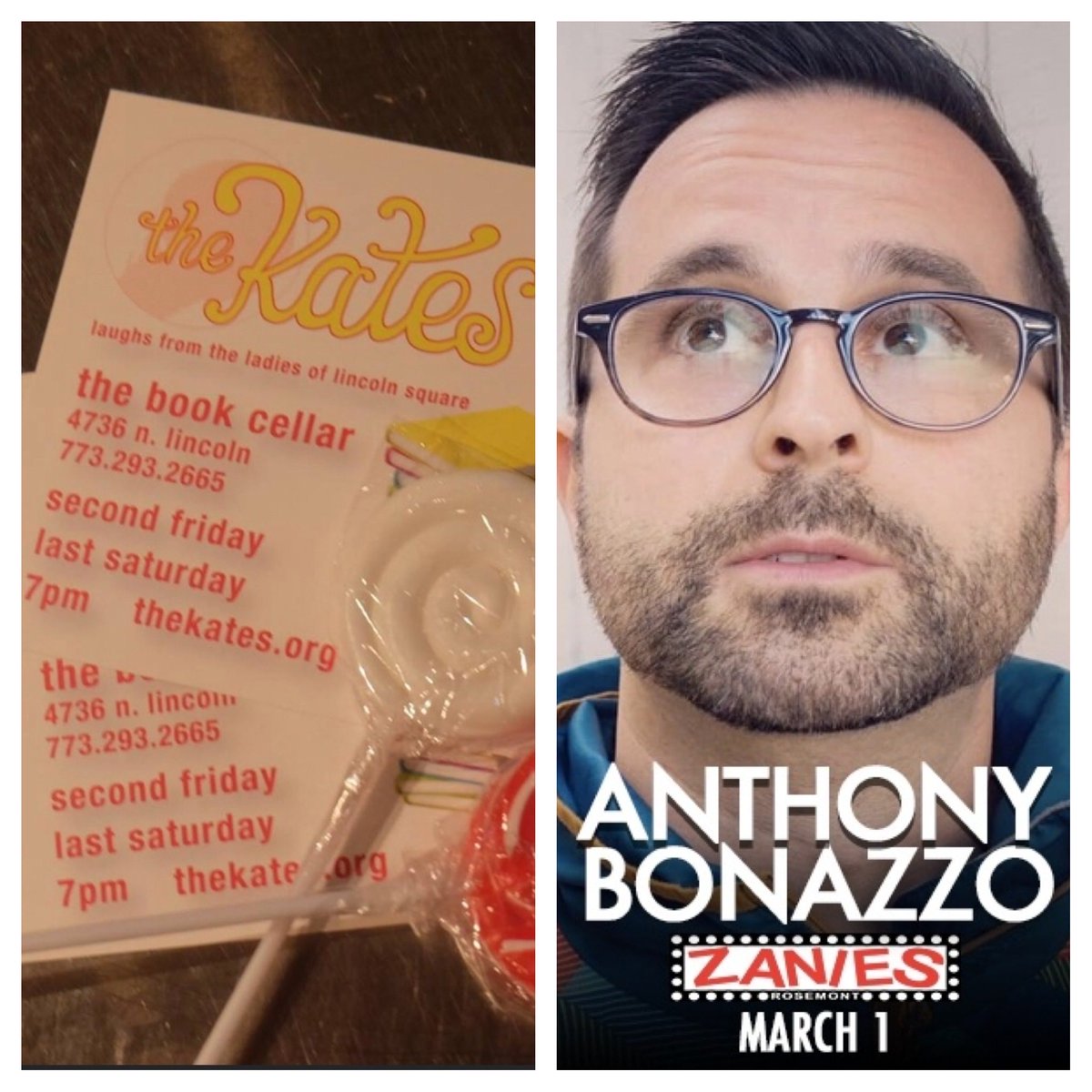 ZachRunsThings's tweet photo. This weekend #ChicagoComedyGuide recommends:
2/29: @thekatescomedy do Leap Year! at @bookcellar
3/1: @Bonazzo31 at @ZaniesChicago https://t.co/vcP6LnuE2I
