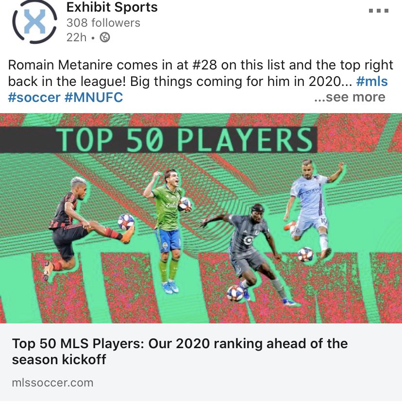 Exhibit_Sports's tweet photo. Congrats to one of our clients, on being named #28 best MLS soccer player! #RomaineMetanire https://t.co/1qLLxDLZzu