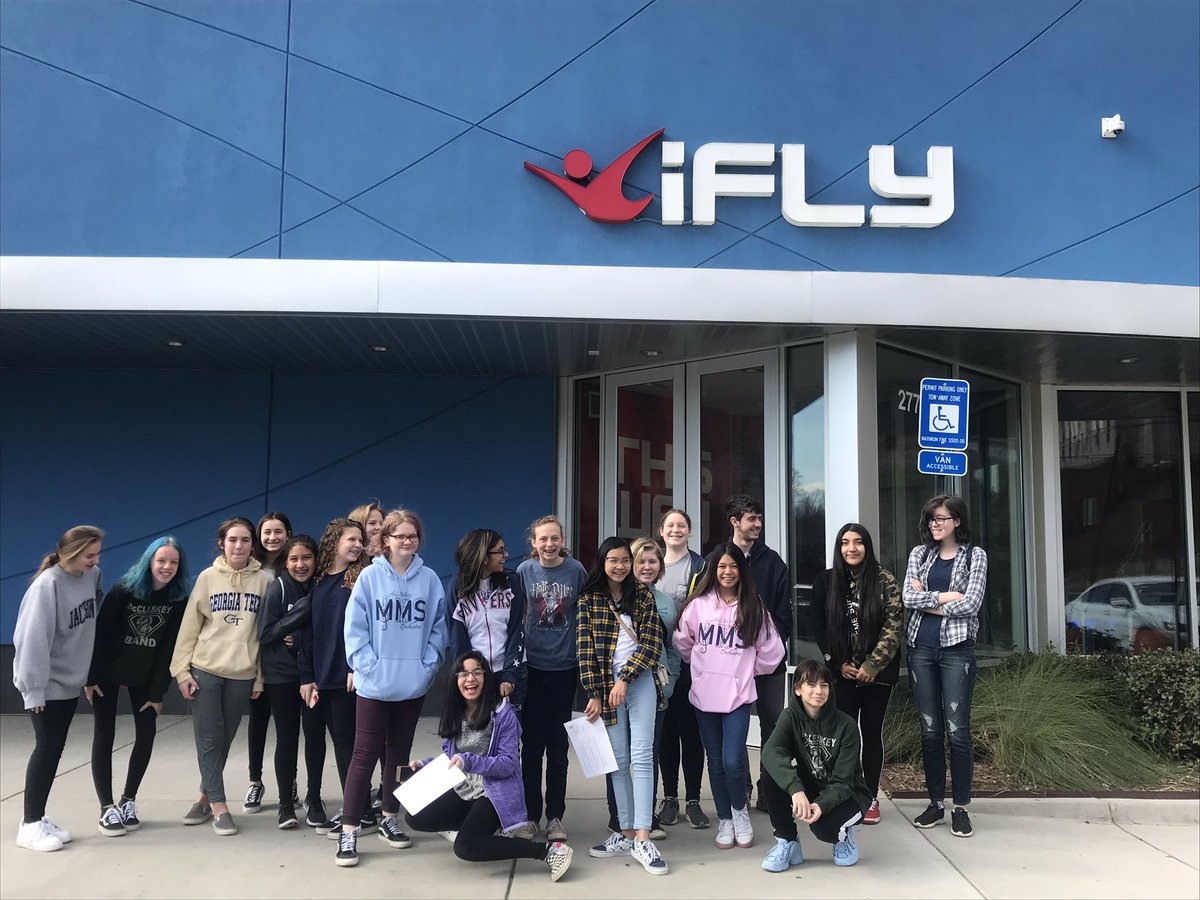 jlclark21's tweet photo. We had an  absolute blast at iFly today!  Ss did some calculations to find terminal velocity.  Then, Ss compared it to their actual terminal velocity from their flight.  We had a girl get within 6% error! @McCleskey_MS @MO_Keeffe @STEMcobb #iFly @cobbscience https://t.co/qF78rbS5YV
