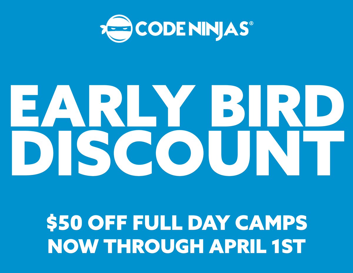 codeninjasEC's tweet photo. $50 off full-day Summer Camps 🔥 https://t.co/lqjFbT1QvR https://t.co/eUbsw7XYqw