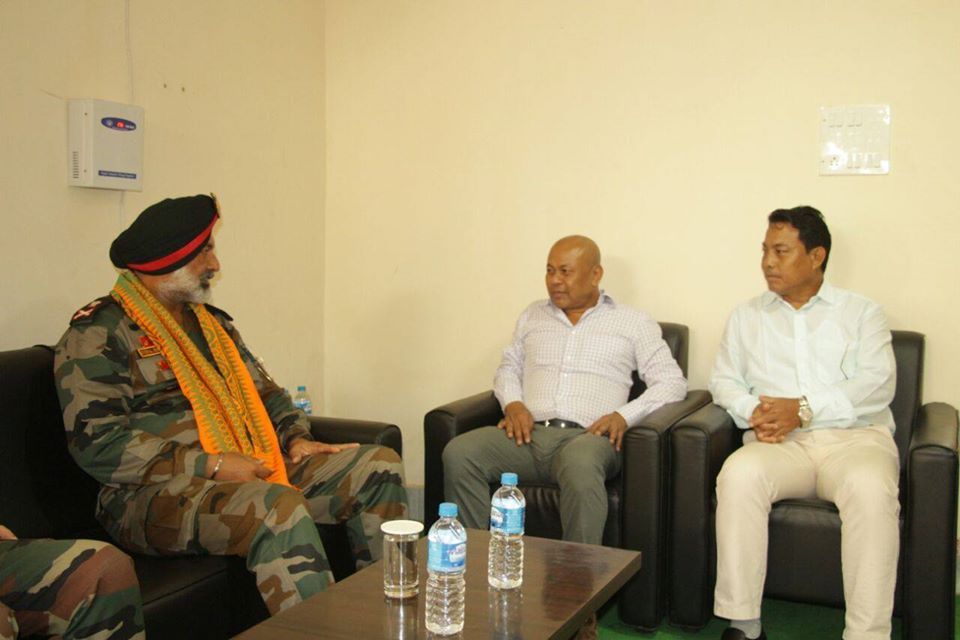 HagramaOfficial's tweet photo. Lt Gen GS Sangha, GOC in C of 4 Corps, Tejpur called on Mr Hagrama Mohilary, Honble Chief, BTC Yesterday at Bodoland guest house, Kokrajhar. Dated: 14/05/2018 https://t.co/gdpekBxrdm
