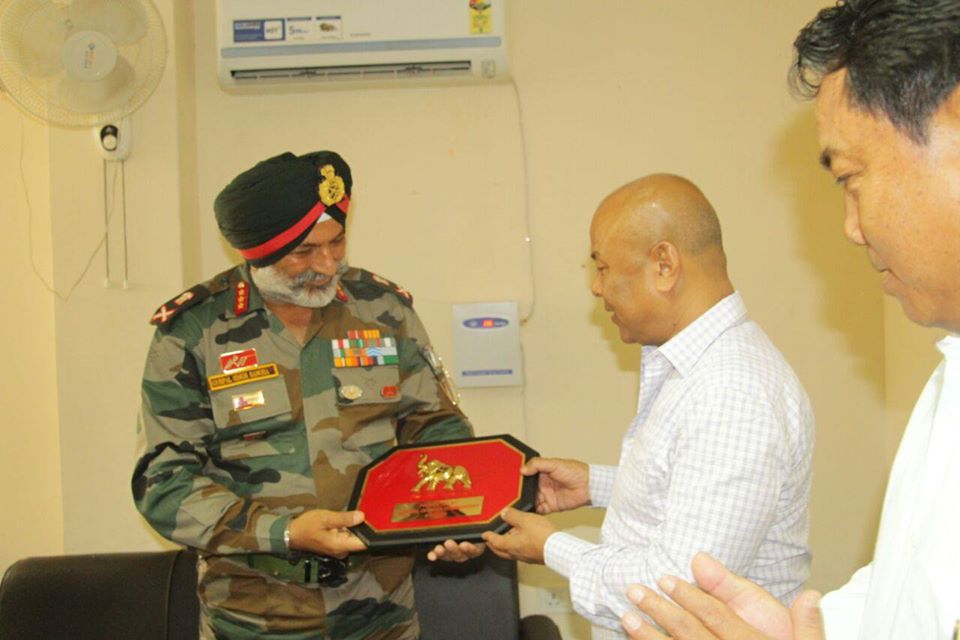 HagramaOfficial's tweet photo. Lt Gen GS Sangha, GOC in C of 4 Corps, Tejpur called on Mr Hagrama Mohilary, Honble Chief, BTC Yesterday at Bodoland guest house, Kokrajhar. Dated: 14/05/2018 https://t.co/gdpekBxrdm