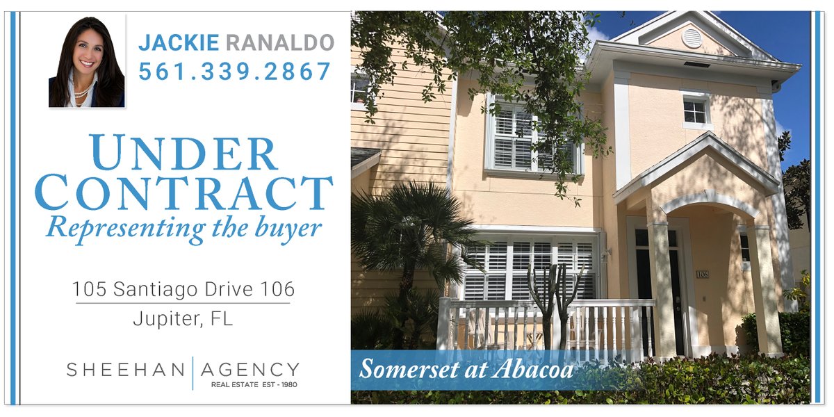 UNDER CONTRACT!
Represented the Buyer

105 Santiago Drive 106, Jupiter, FL 
Somerset at Abacoa

#undercontract #seller #buyer #justsigned 
#realty #brokerage #realestate #southfloridaliving #floridarealestate #realestateagent 
#jupiter #jupiterfl #jupiterflorida #somerset #abacoa