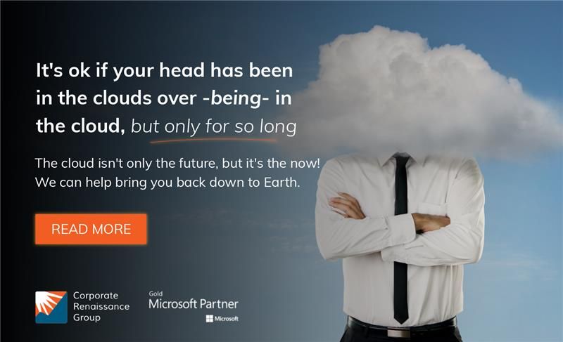 crgroup's tweet image. It&apos;s ok if your head has been in the clouds over -being- in the cloud, but only for so long. The cloud isn&apos;t only the future, but it&apos;s the now! We can help bring you back down to Earth. #Microsoft #MicrosoftBusinessSolutions #Cloud buff.ly/2o0KdDJ