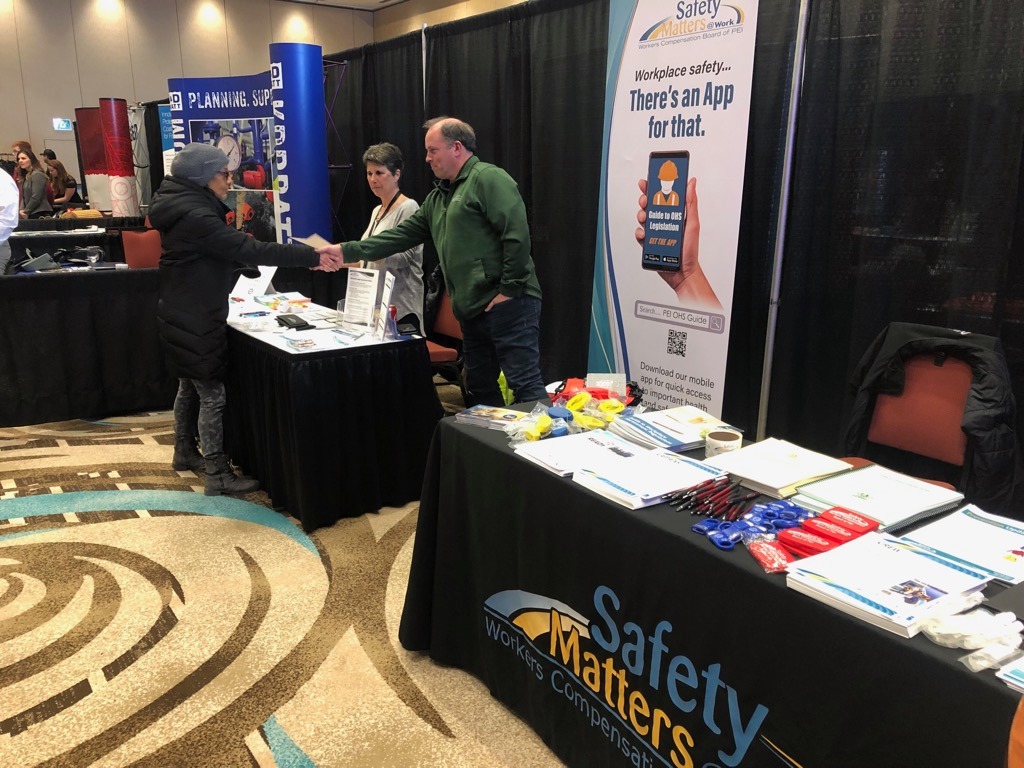 WCBPEI's tweet photo. Stop by our booth today and tomorrow at the PEI Fishermen's Association Trade Show at the @DeltaPEI Convention Centre to chat with our prevention and workplace services team. #PEIFA #fishing #tradeshow https://t.co/r9PpkjXDu5
