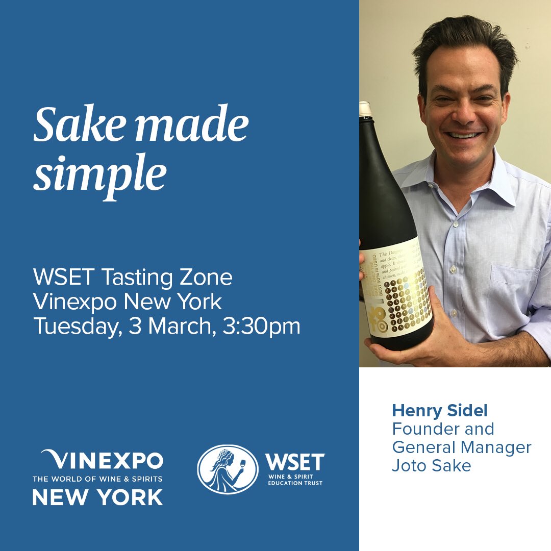 If you’re in #NYC for ⁦@VINEXPO⁩ stop by the ⁦<a href="/WSETglobal/">WSET</a>⁩ tasting room for my #sake seminar at 2:30pm. Especially if you’re a ⁦<a href="/Kobrand_Wine/">Kobrand Wine Spirits</a>⁩ customer or colleague.
