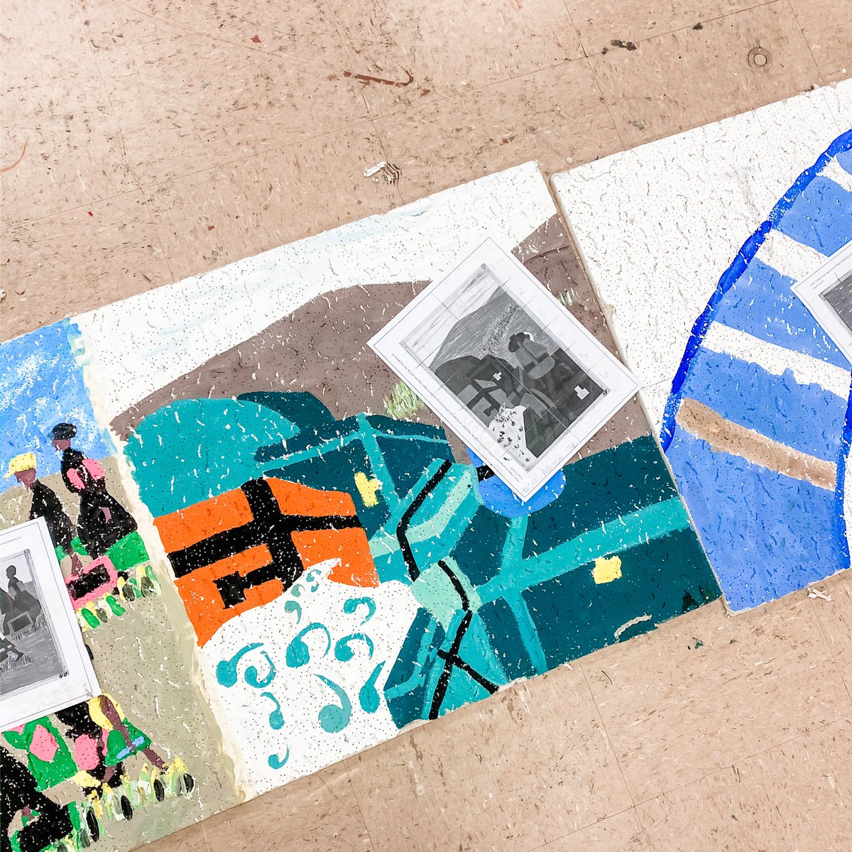 gbelindamartin's tweet photo. In Celebration of Black History Month, Ms. Zebrowski’s Visual Arts classes at @BHS_Excellence have been painting ceiling tiles based on Jacob Lawrence’s “The Migration Series.” Check out some amazing works in progress!
@HCSOppZone @ArtsHcs #HCSArts #BHSExcellence https://t.co/XzVFwpbuec