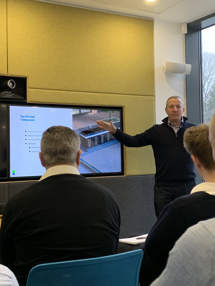 GreenBlueUrban's tweet photo. With the impact of #flooding at its utmost critical Dean our CEO conducts internal training on storm water measures that include Tree Pits using #arborflow and #raingardens using #hydroplanter #suds #urbantreeplanting #timetoact #waterattenuation https://t.co/e4OyeCT7IR