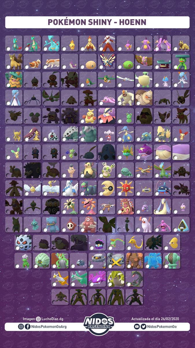 NidosArgentina's tweet photo. ¡LISTAS DE POKÉMON SHINY! (1/2)

Les dejamos las imágenes actualizadas para que puedan marcar y compartir con sus amigos los shiny que tengan o les falten.

#Kanto #Johto #Alola #Hoenn

.
Diseño: https://t.co/FjT0MHjm5N https://t.co/T7gveVgjzA
