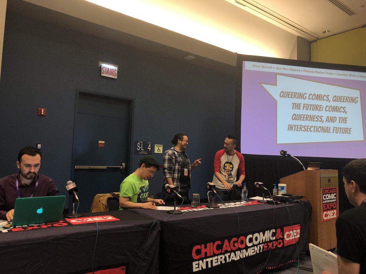 libcomix's tweet photo. Up next: Queering Comics, Queering the Future! #C2E2Lib #libcomix #educomix https://t.co/RM8J21XcX5