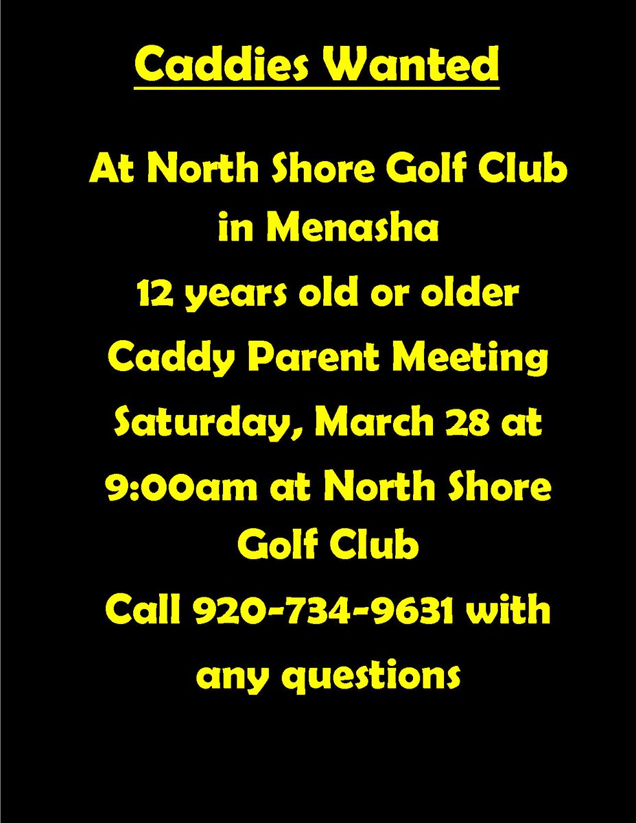 NSGolfClub's tweet photo. Please share with anyone interested in caddying. https://t.co/tYp1NTuOAz