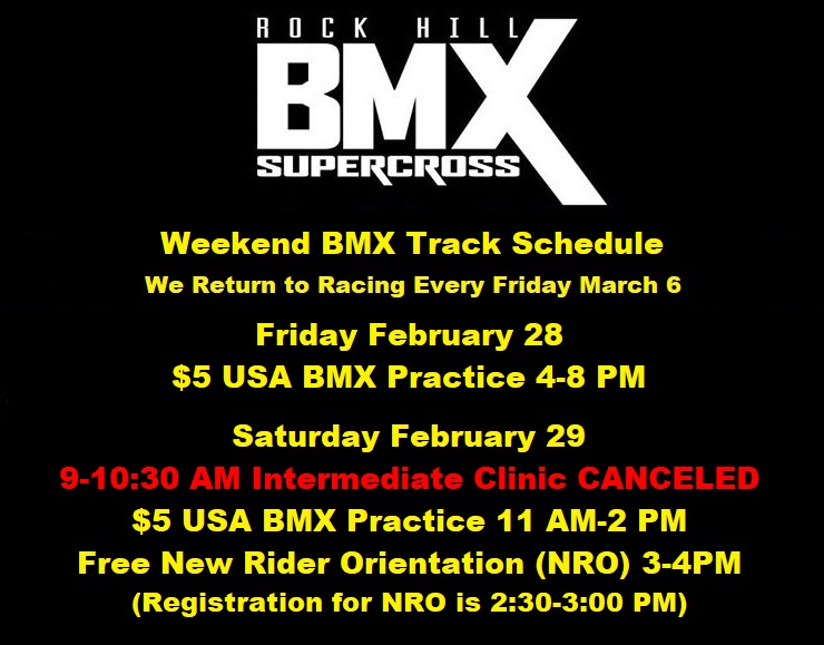 Practice and New Rider Sessions this weekend. #CompetitionLivesHere #RockHillRocks #SeeYouAtTheTrack