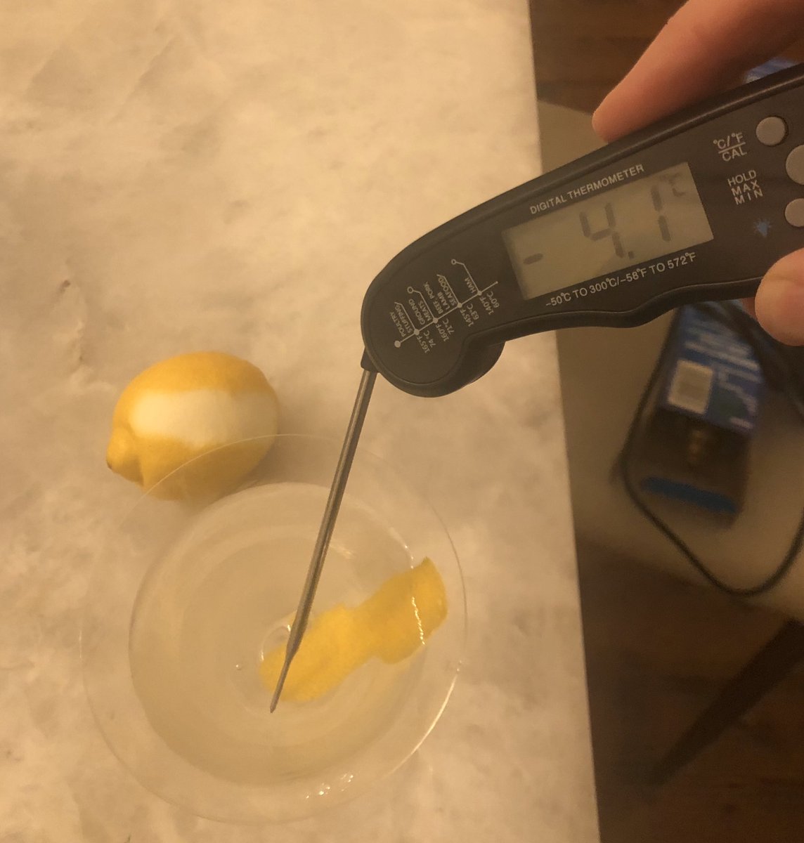 IanFlitcroft's tweet photo. #FridayNightScience Pursuit of the coolest #Martini. -4 degrees. Best so far. Further experiments required! https://t.co/b0zphdjXWl