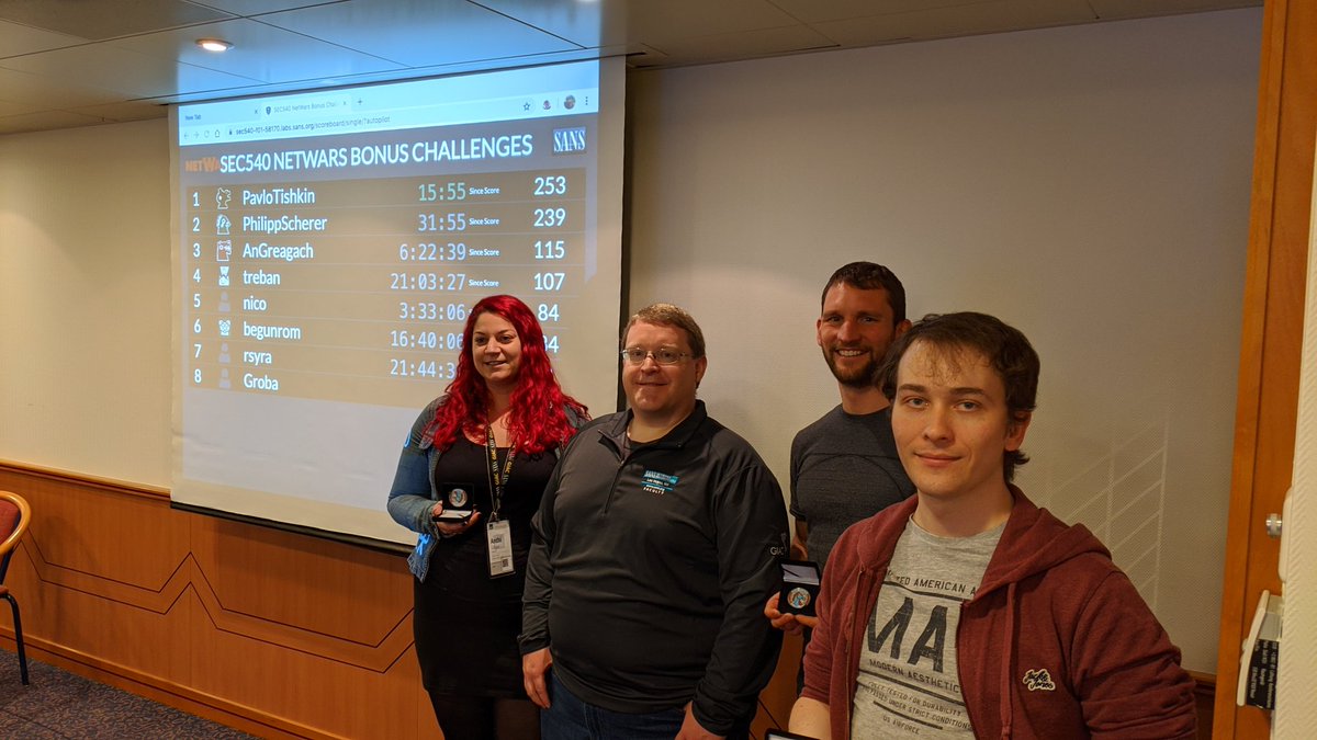 Congratulations to Pavlo, Philipp, and Anthi (<a href="/AnGreagach/">Anthi Gilligan 🇬🇷🇨🇮</a>), the <a href="/SANSInstitute/">SANS Institute</a> #SEC540 coin winners at #SANSZurich February 2020!