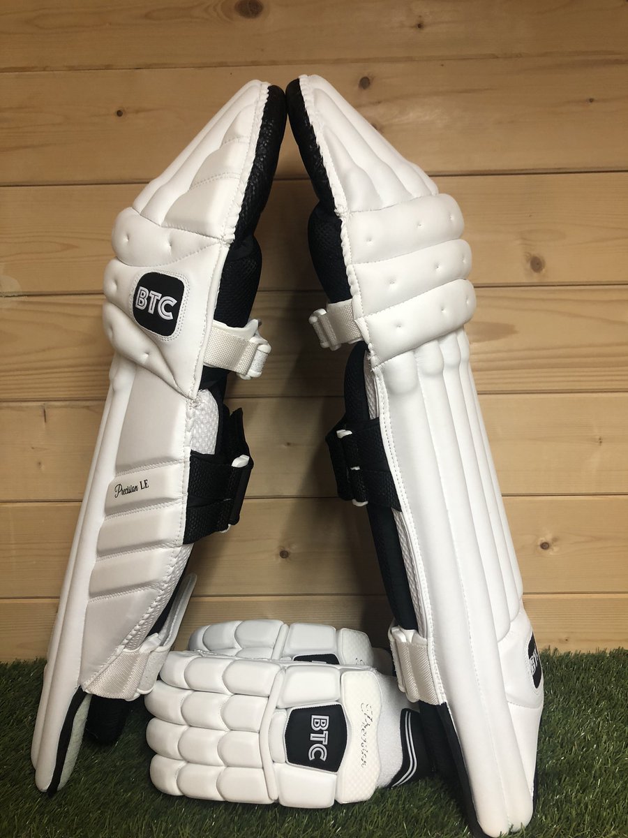 New BTC Precision LE pads now in stock! Premium quality, super comfy &amp; lightweight batting pads. Rounded fronts &amp; Gel Tech knee roll means these pads come with excellent protection. Black leather strap for a really classy look. Super match for the Precision LE batting gloves.