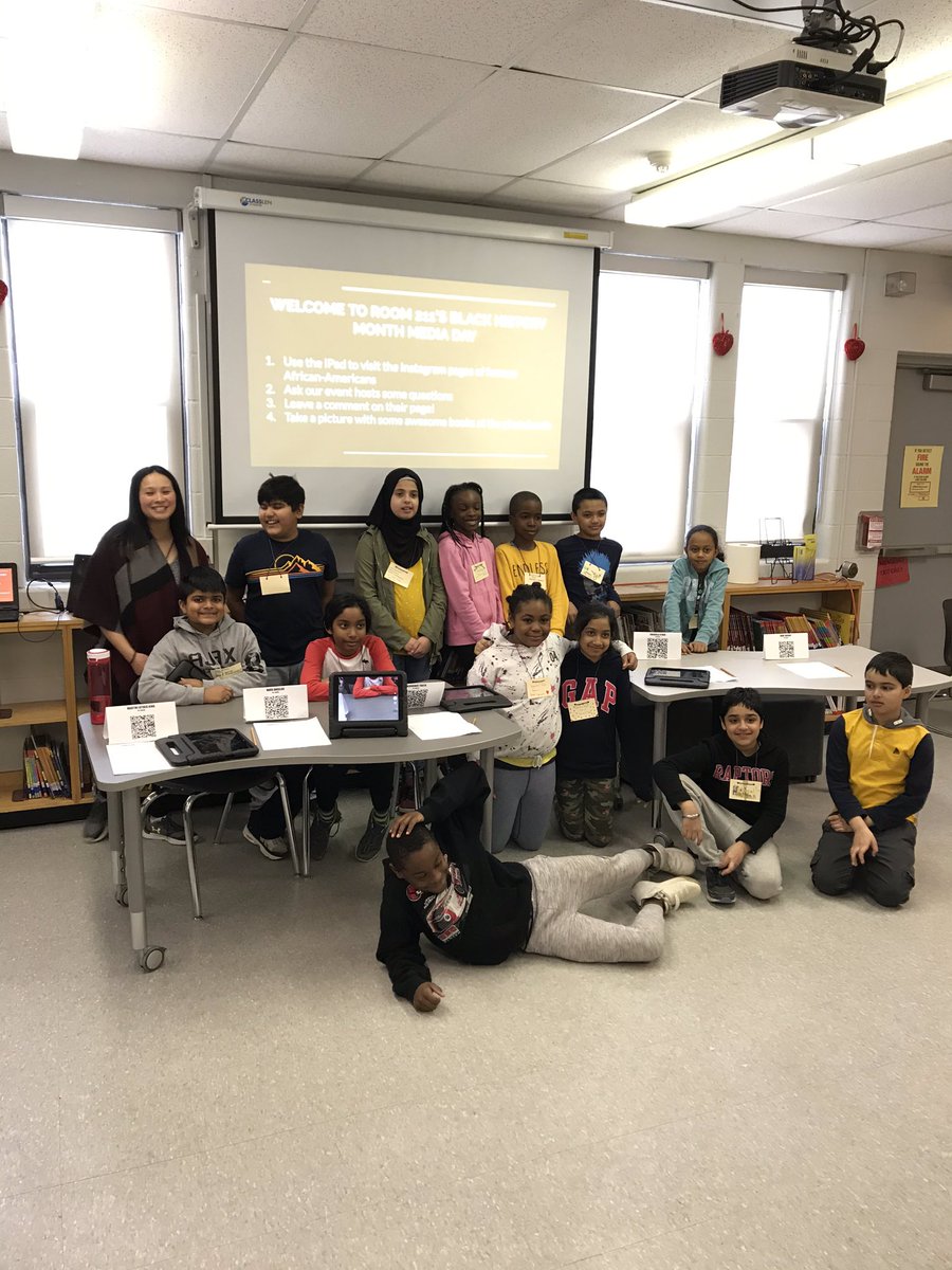 For Black History Month students in Mrs. Pham’s Gr. 4/5 class researched influential black leaders and presented them in the library using QR codes and discussing what they learned to visitors. @caddyps <a href="/equity_DDSB/">Equity_DDSB</a>