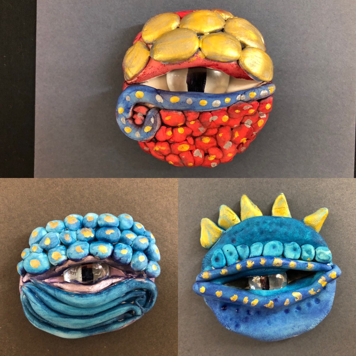 MrsAmandaRusso's tweet photo. #FillinFriday Itโs been busy getting art prepped for the upcoming gr 3 & 5 music program & art show, so there wonโt be many updates today. 5th gr finished their clay dragon eyes & theyโre now on display. Iโm hearing many positive comments on how cool these look! @lapelelementary https://t.co/173z4XFUer
