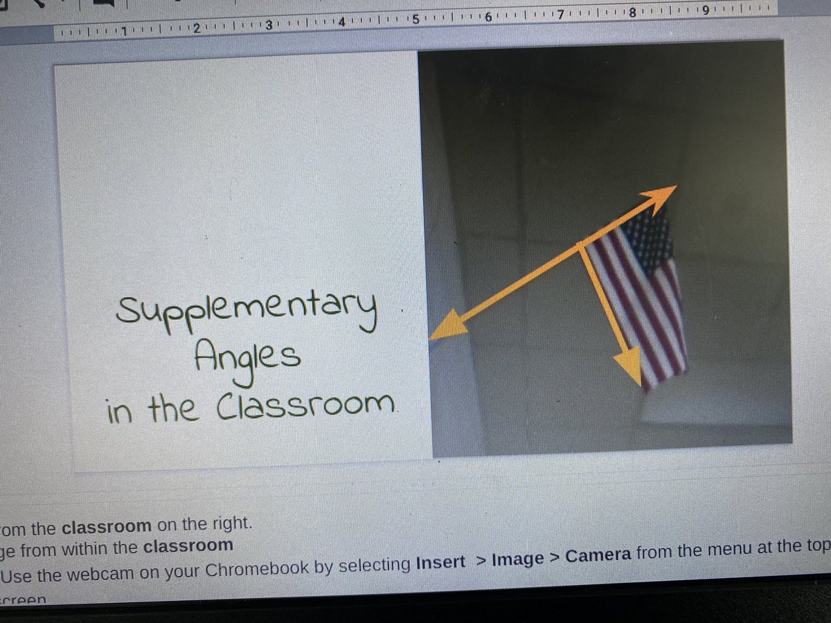 mrs_jcarpenter's tweet photo. Adv Math 7 students looking for examples of vertical, adjacent, complementary, and supplementary angles in nature, maps, architecture and the classroom. Students created a Slides presentation to show their findings. Activity will be uploaded to #GoOpenVA soon! #vbits #GoOpenVBCPS https://t.co/VjMOUl5fQ7