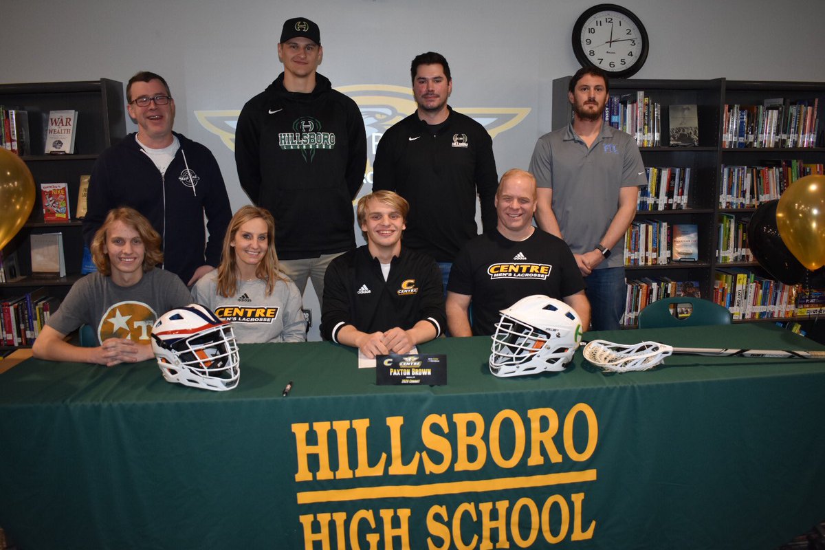 HillsboroLax's tweet photo. A great day for our program! This is what you want for your players! Congratulations to @PaxtonBrown15 for signing with @CentreMensLax! @HHSBurroSports @MetroSchools @Fine_Tune @metrolaxoutlaws @WestEndPTSO @TheFansInc @scorejammer @hhscluster https://t.co/sqbXJUtdsa