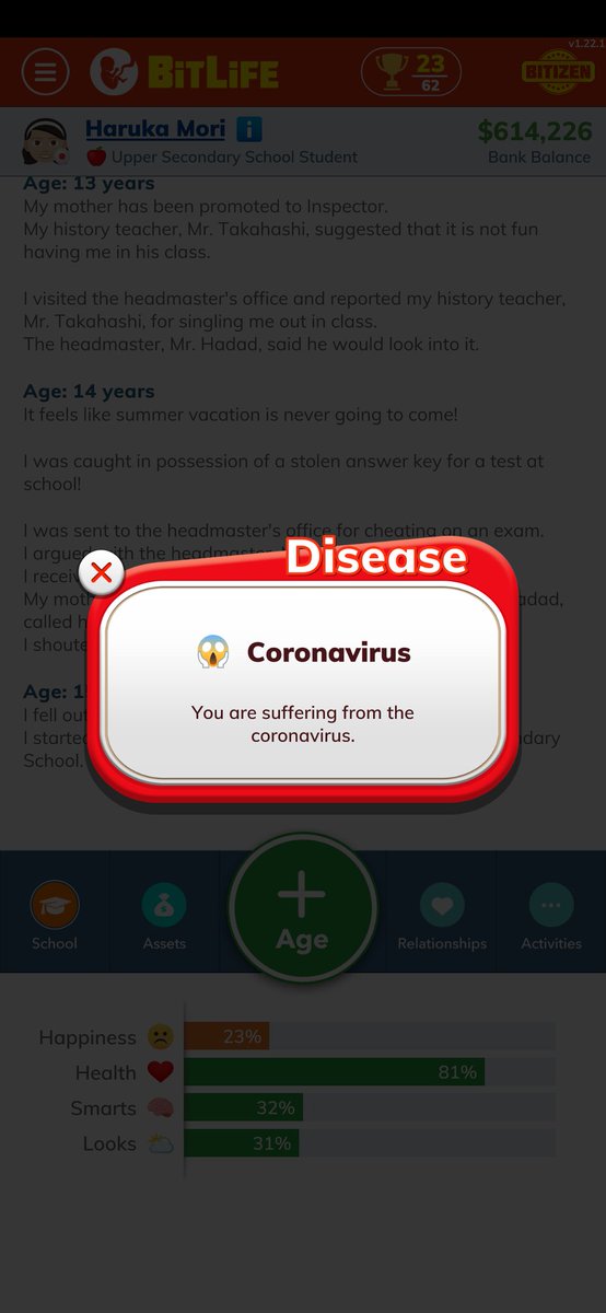 TheArcher_IX's tweet photo. I'm playing #BiteLife and here it's something my character was infected with #COVID2019 https://t.co/Avv2Og6BXA
