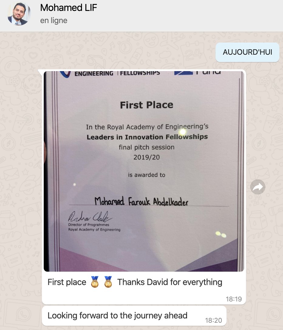 davidalexbrun's tweet photo. When your mentee wins the First Place: Proud & Impressed
#innovationleaders #lif6feb #raengglobal @MowgliTweets @RAEngNews https://t.co/XY6op2jhMP