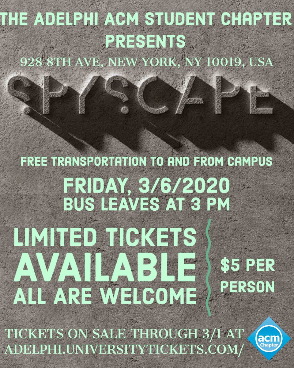 AdelphiACM's tweet image. Tickets for our trip to SpyScape is selling out fast! If you haven’t done so already, go to University Tickets with your Adelphi account and get yourself one soon!