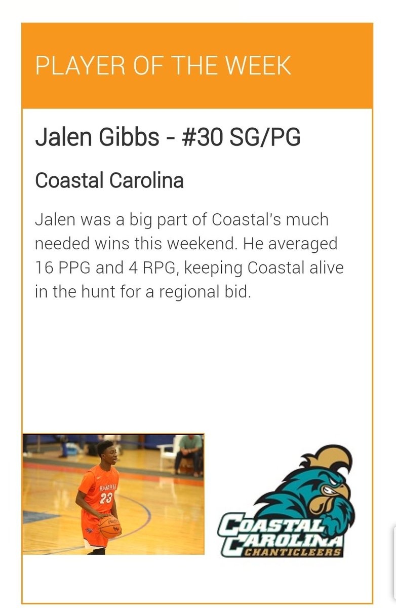 CCUmensClubHoop's tweet photo. Congrats to @jagibbs123 for being named the SAC South conference POW https://t.co/jJr6W4aQn3