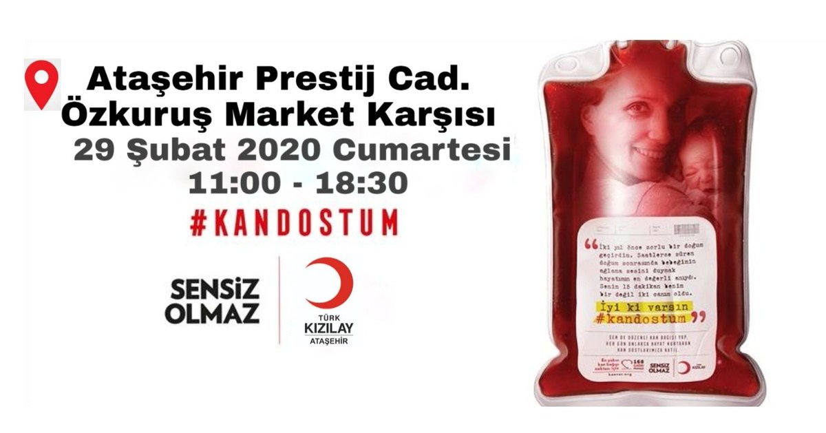 Türk Kızılayı Ataşehir Şubemiz Tarafından Organize Edilen Ordumuz İçin Kan Bağışı Kampanyasında Buluşuyoruz. Dernek Başkanımız Sn.Talha KELEŞ Bey'e Hassasiyetlerinden Dolayı Şimdiden Teşekkür Ediyoruz.
