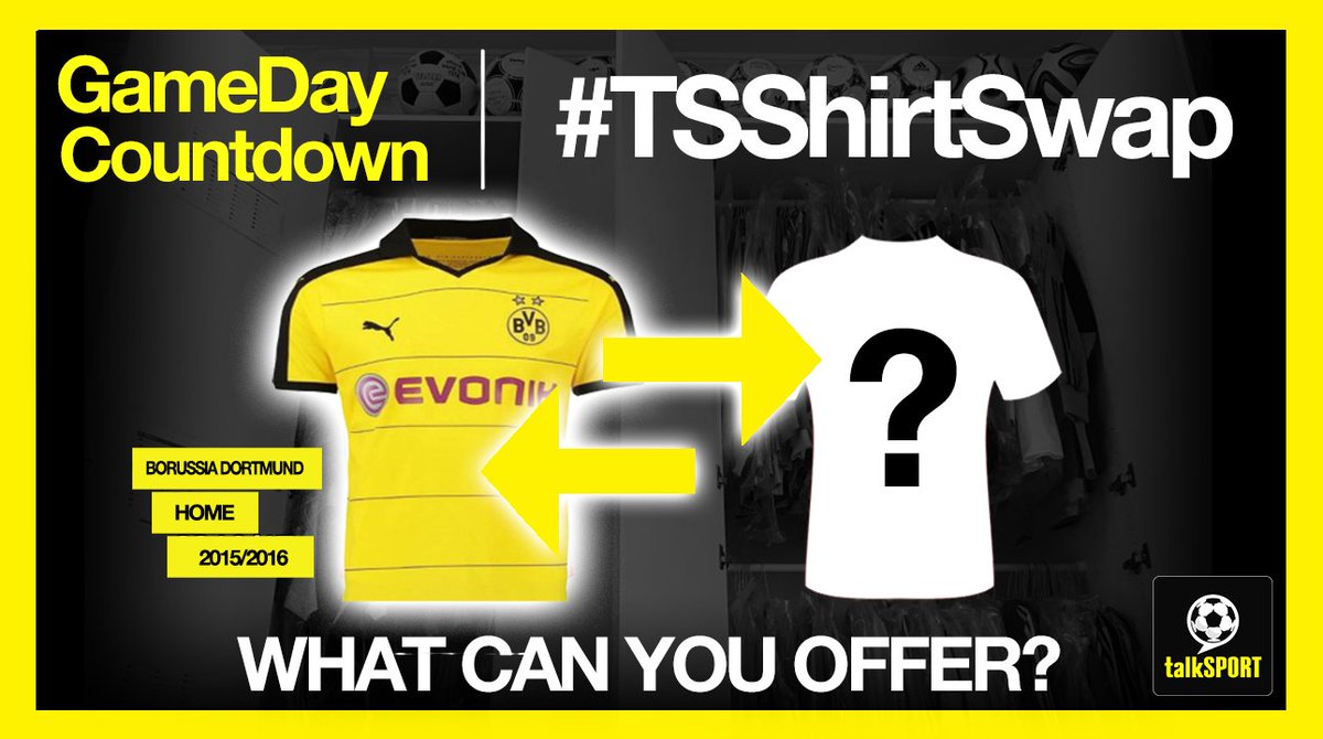 talkSPORT's tweet photo. The #TSShirtSwap continues!
This week, @TheOnlyGSK's got this Dortmund 2015/2016 Home shirt, which we'll swap for ANY shirt you’ll offer us. 👕
We’ll get it signed by all our presenters.
What will you offer us for it? 🤔
📻 Listen → https://t.co/nOCybh8ExD https://t.co/sufjHuzoFd