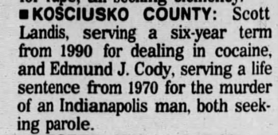 He repeatedly tried to get parole! As far as I could find, it wasn't granted though.  https://www.newspapers.com/clip/45792547/edmund-j-cody-wife-killer-parole-1994/