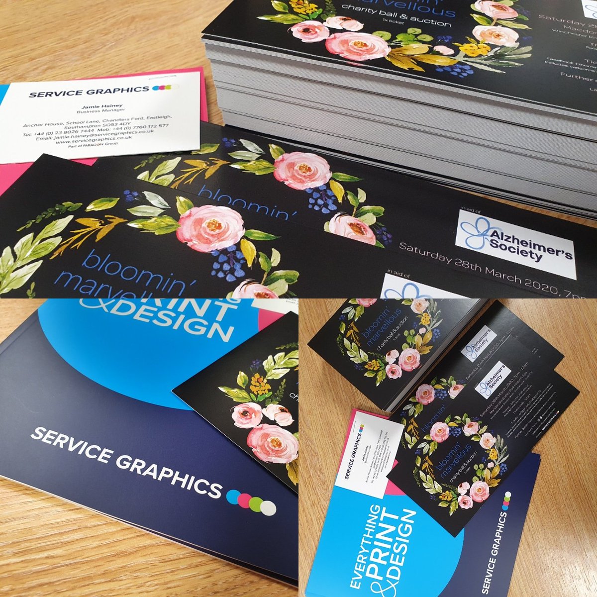 HOT OFF THE PRESS! The next batch of ball tickets has arrived! Have you bought yours yet? 🤩 A huge thank you to Stuart, Jamie and the whole team at #servicegraphics in Chandlers Ford for all your help! #charityball #fundraising @alzheimerssoc #hampshireevents #southampton