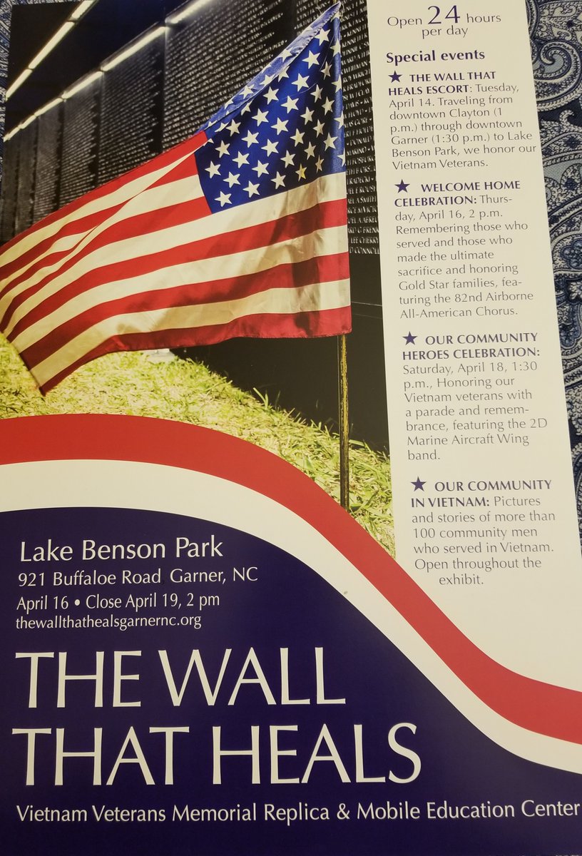 TimDStevens's tweet photo. The Wall That Heals is coming to Garner's Lake Benson Park on April 16-19. https://t.co/y1LJJWBA6K