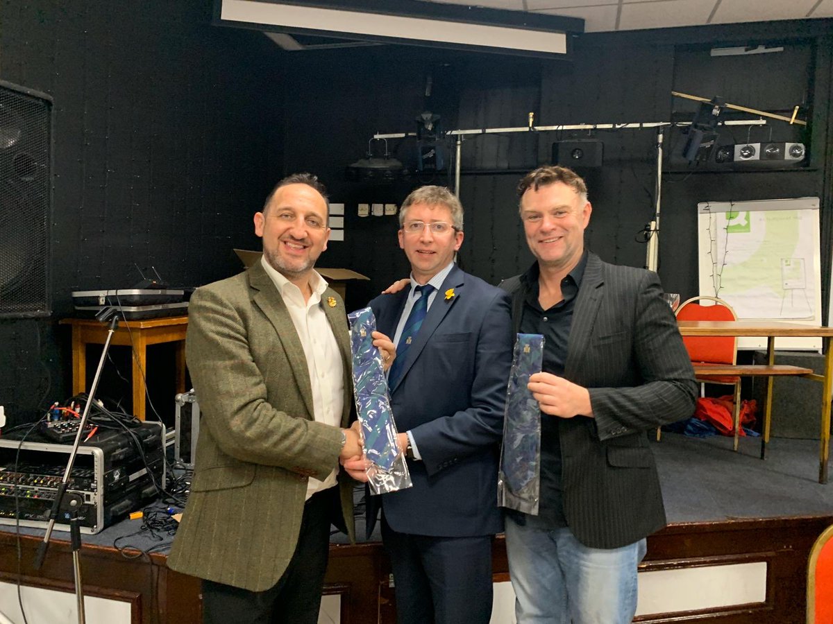 knightsstdavid's tweet photo. Ties presented to (double act)  @RupertMoon and @JulesLewisJones. Amazing guest  speakers doing something different at the annual dinner. Diolch! https://t.co/5H18Ctrh2c