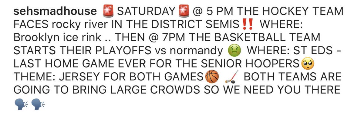 Norm_Gang's tweet photo. let’s make tomorrow’s game have a HUGE CROWD!! against.. st eds 🤢🤢🤮EVERYONE SHOW UP TO ST EDS AT 7!!!🤍🤍👋🏻 https://t.co/WwJ2Ir4qJr