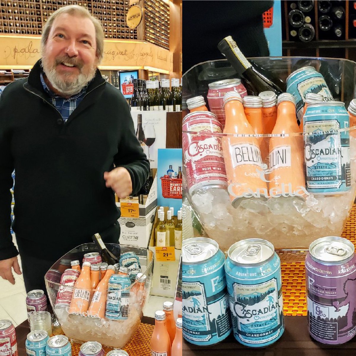 Super fun “delicious and portable” tasting is going on now at Co-op Crowfoot Calgary! Smiling George 😊 is liking the options for quality wines and cocktails without glass. Perfect for all of your skiing🎿, camping🏕, boating🚤, golfing 🏌🏼‍♀️and general adventuring! #yycwine