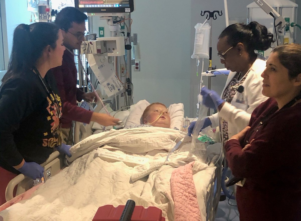 A patient’s success in the PICU depends greatly on the teamwork displayed by staff. Working together, Blake’s BRAVE team—attending, nurse, respiratory therapist and fellow—managed his complex care in the PICU. 
#PedsICU #ICURehab #IllnessDoesntMeanStillness #rehablegend #BeBrave