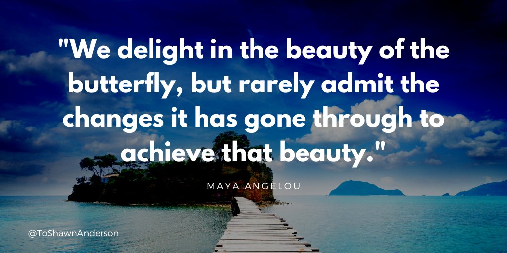 ToShawnAnderson's tweet photo. "We delight in the beauty of the butterfly, but rarely admit the changes it has gone through to achieve that beauty."

#makeyourownlane #successtrain #personalgrowth #personaldevelopment #inspirethemretweet #defstar5 #lifequotes #dailyquotes #quoteoftheday https://t.co/5ePUZFCTf5