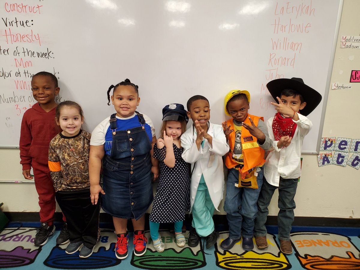 SivellsElem's tweet photo. Sivells Elem. celebrated our first Career Day! Students were invited to dress up as their future career choice. We had visitors from Wharton Police Dept. and Wharton Volunteer Fire Dept. come speak to our students about their jobs in our community. #careerday #wearewharton https://t.co/lPbLZtkweQ