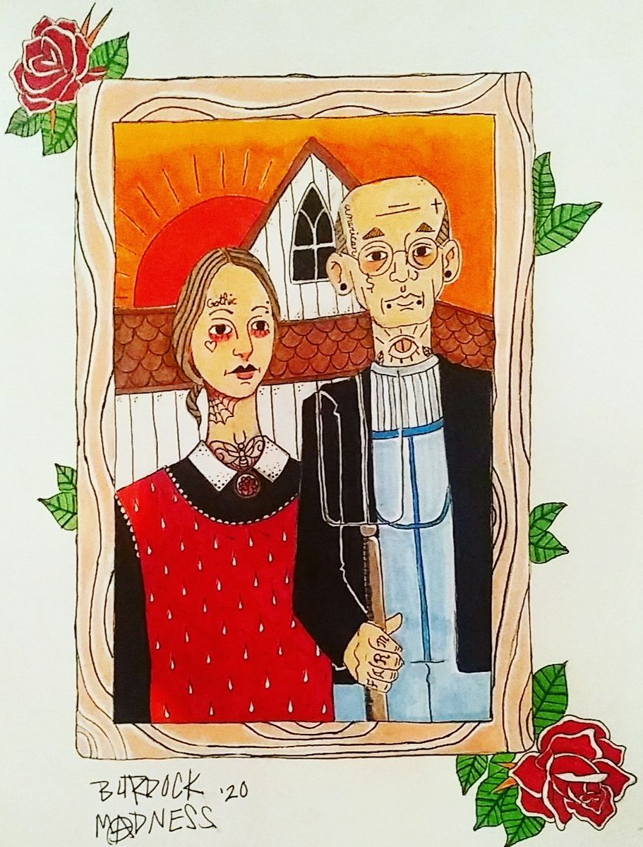 burdockmadness's tweet photo. American [Traditonal] Gothic #americangothic #ArtistOnTwitter #art https://t.co/hqwCNSACRz