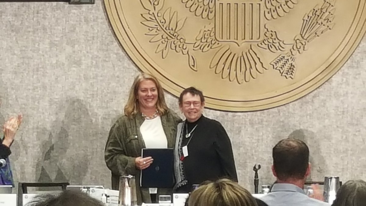 easphd's tweet photo. Congratulations to @HeatherKellyPhD for receiving an @APA Presidential Citation for her work on behalf of Servive members, Veterans and their families from APA President Sandy Shullman. @APADiv19 @div19students @APA_Divisions @combatpsych @Div18VASection https://t.co/0sM3FzqNb8
