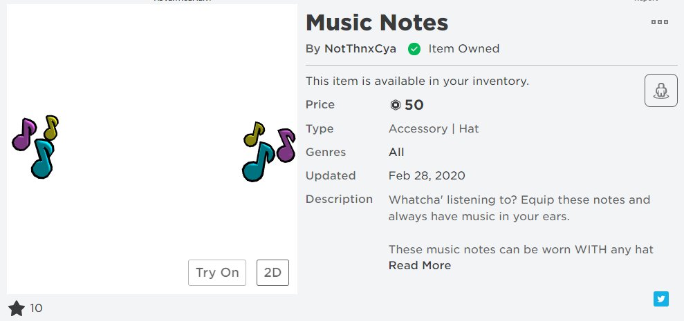 Thnxcya On Twitter My New Roblox Music Notes Item Just Went - how to get music on roblox catalog