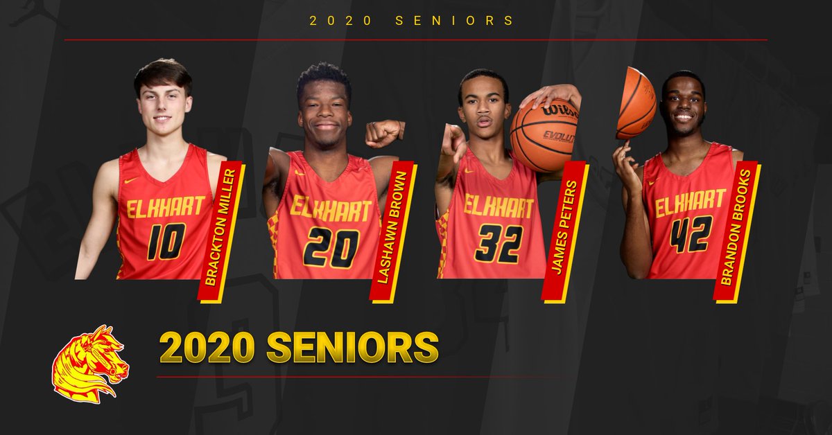 We celebrate these 4 guys and our 3 mangers tonight! #EMBB 🐴🏀