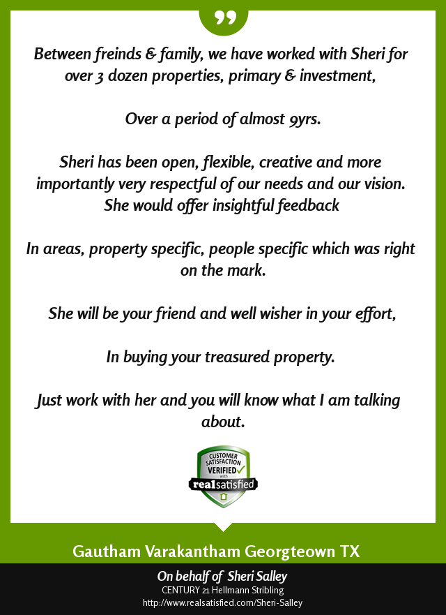 I'm always humbled by the kindness of my clients. Thank you. realsatisfied.com/Sheri-Salley via <a href="/realsatisfied/">RealSatisfied</a>