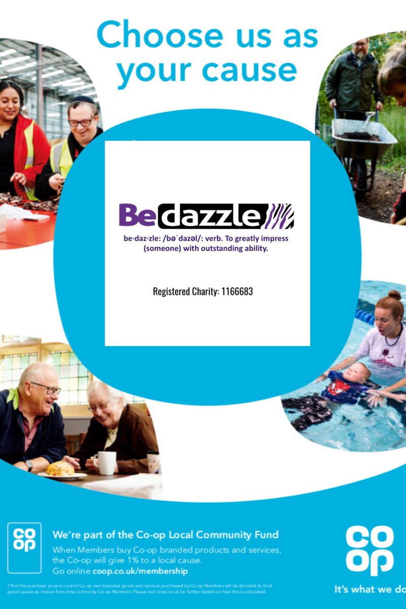 bedazzleuk's tweet photo. Don’t forget you can chose us as your local community fund as a member of @coopuk 💜💚🙌🏻 https://t.co/x3jpQ3omqE