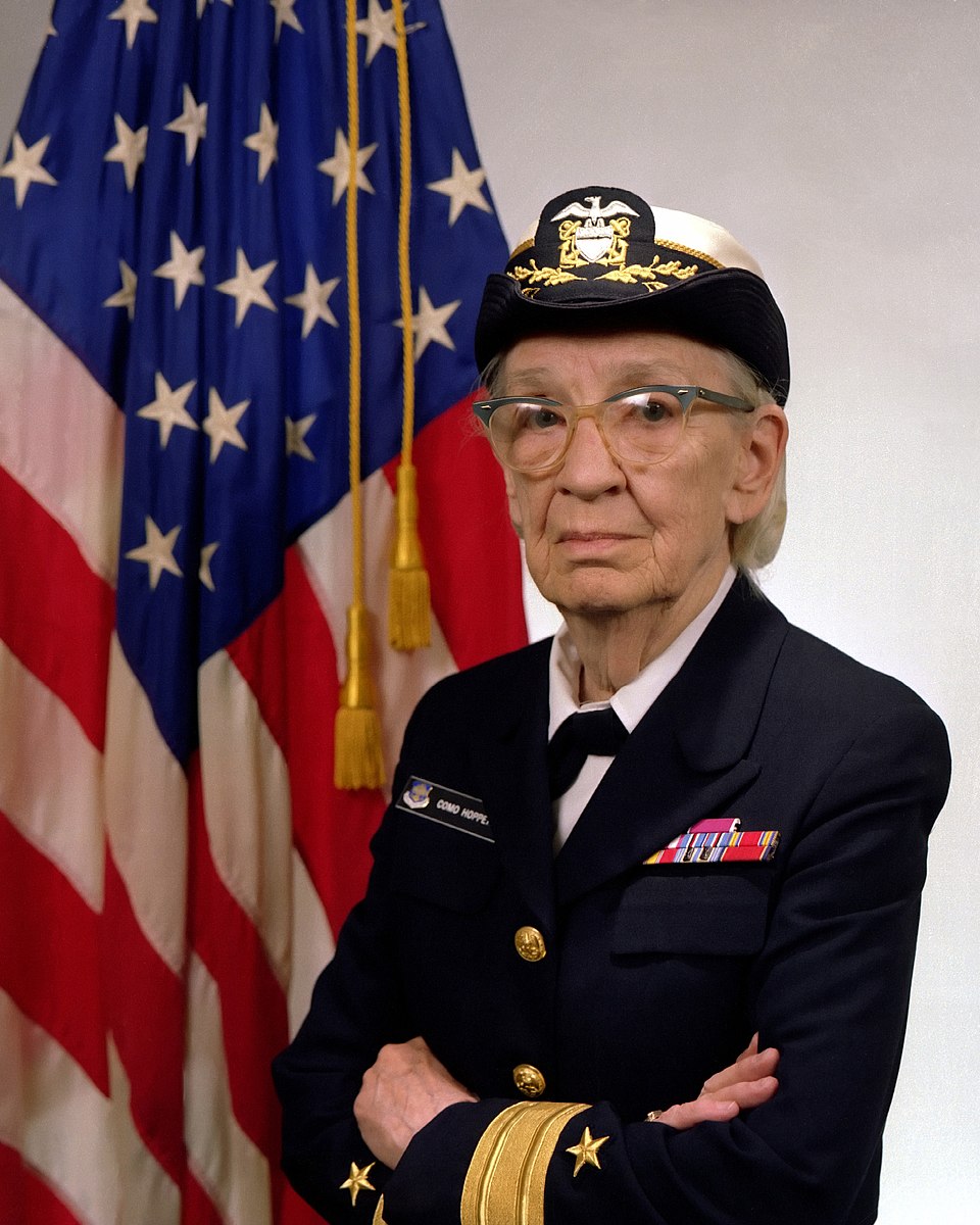 Grace Hopper was a New York native who received a Ph.D. in Mathematics. She served in the Naval Reserve and joined the Eckert-Mauchly Computer Corp. Her team developed the first English language data processing compiler. #womenshistorymonth