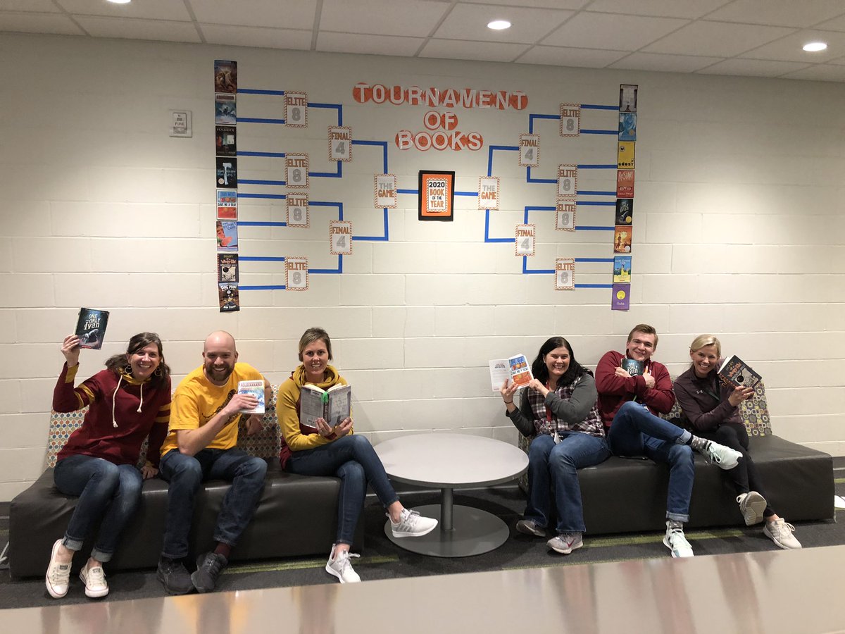 Tournament of Books is up &amp; ready to go!   Even the 5th grade teachers couldn’t resist the chance to get started reading!  Time to determine the 2020 Book of the Year📚❤️📚