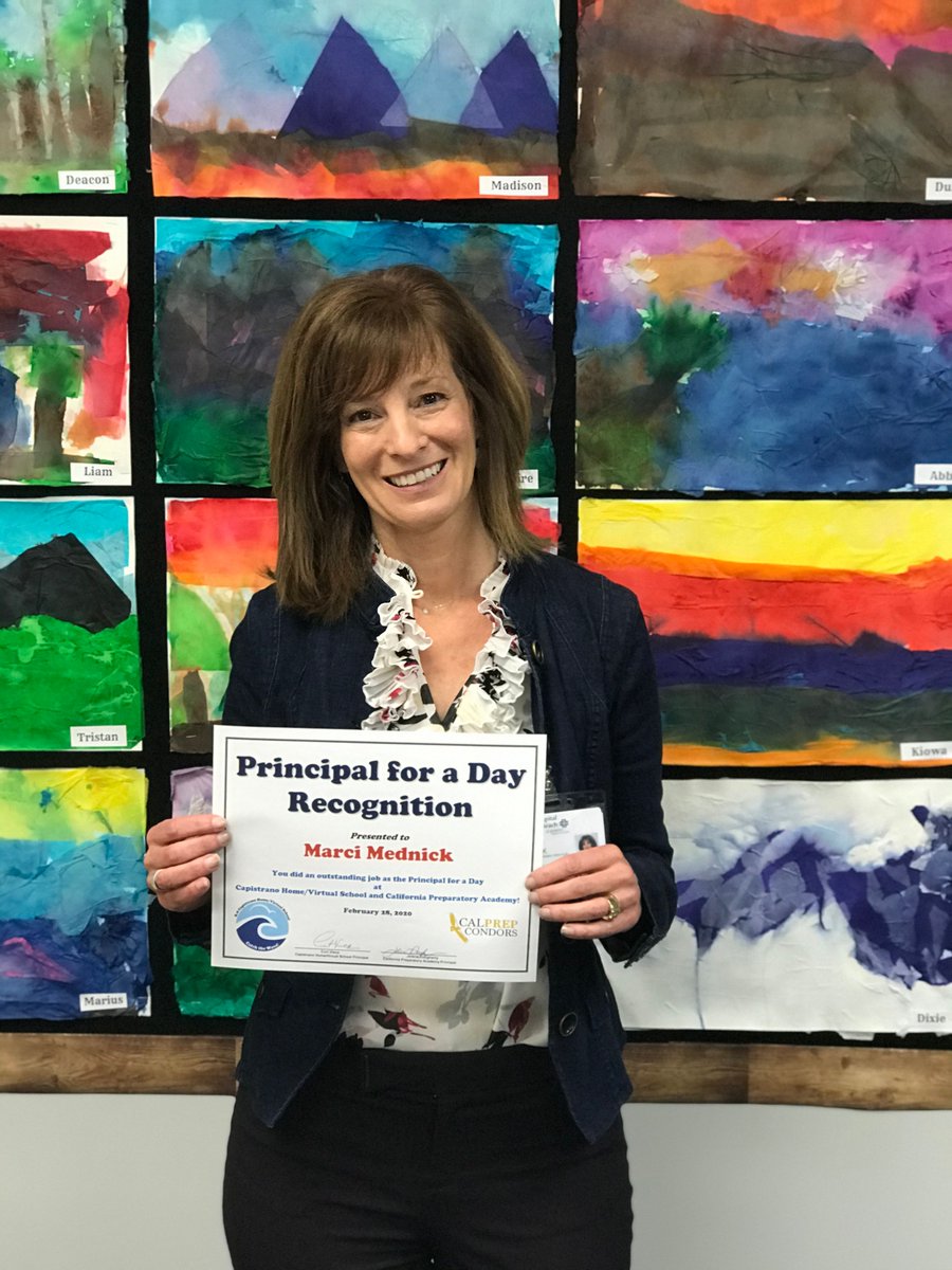 scvahs's tweet photo. It’s Principal for a Day in CUSD. Marci Mednick, Community Development Specialist for St. Joseph Health/Mission Hospital, is our Principal for a Day at Cal Prep! #CalPrep #virtualschool #PrincipalforaDay #CUSDInsider @CapoUnified https://t.co/Sc8KKSLFh9