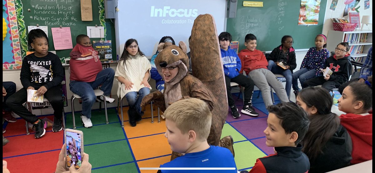 AngelCassetta's tweet photo. Fun finale to our One School One Book. We showed off our book club talks with our families. We even had a squirrelly visitor!  #wilburinspired https://t.co/9FzddvwtYz