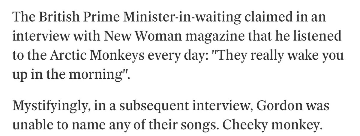Gordon Brown pretending to like Arctic Monkeys: