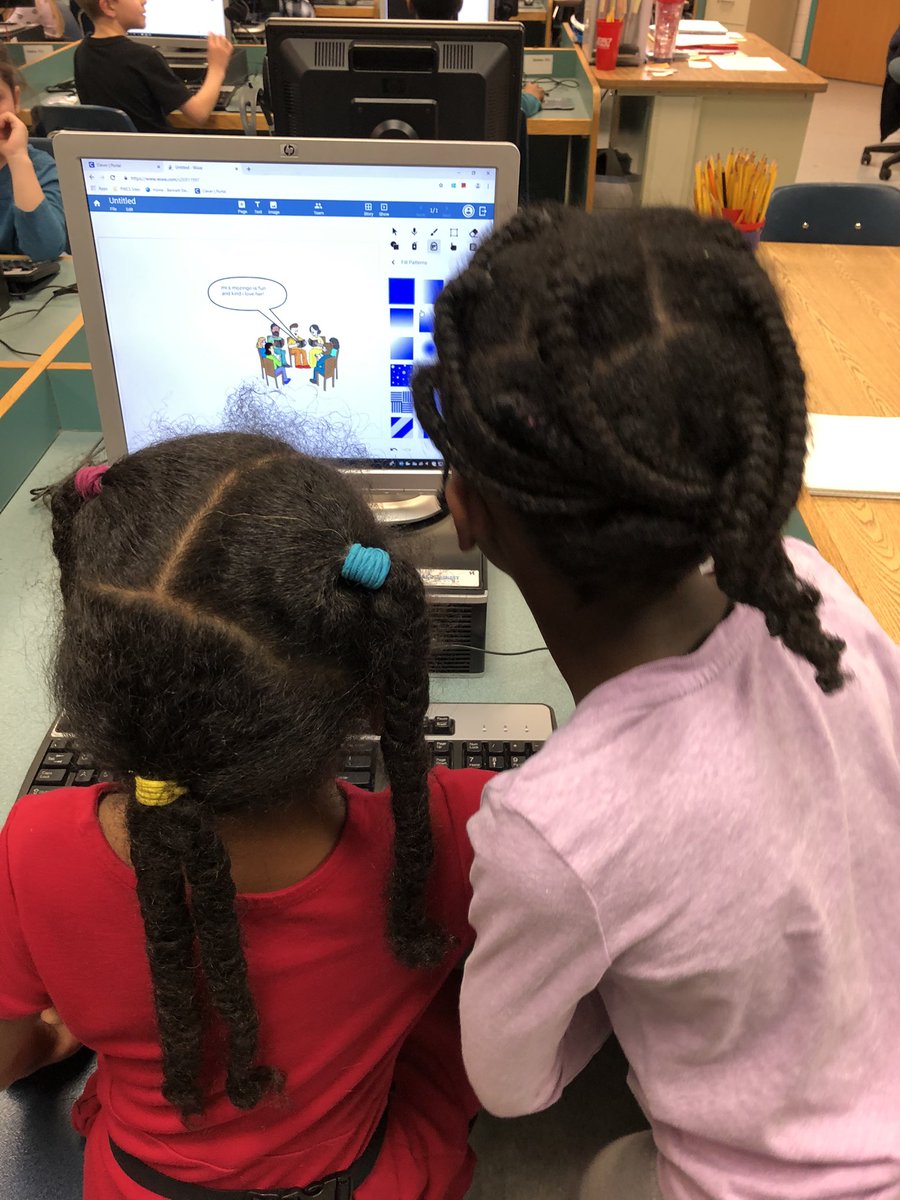 mrs_strauss22's tweet photo. These 1st grade Ss had a blast discovering text boxes, speech bubbles and stickers in Wixie as part of #DLday2020! There was some great exploration, creativity &amp; collaboration! @ShelleyPohzehl @KarenEHaddock @ScottLoomis #bennettroars @Tech4Learning @PWCSNews @DianeHarazin https://t.co/hM1XiSFxAj